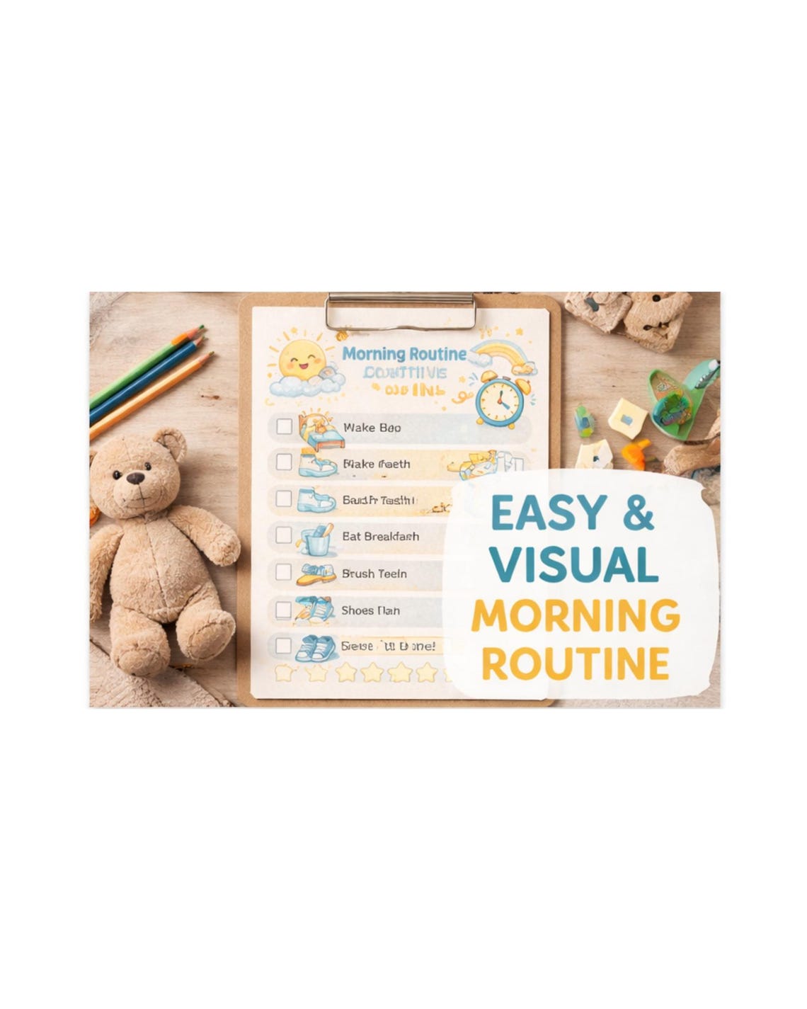 Morning Routine Chart for Kids Printable | Visual Morning Checklist for ...