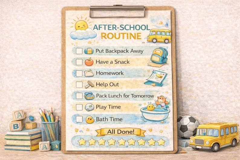 After School Routine Tracking Chart After School Routine Chart for Kids Printable | Visual Homework & Snack ...