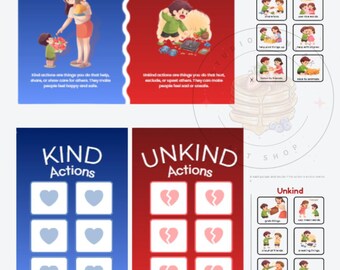 Kind vs. Unkind Sorting Board | Social Skills Activity | ABA Resource | Behavior Visuals |Printable