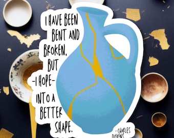 Charles Dickens Kintsugi Vinyl Sticker – Literary Quote Decal