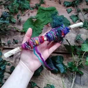 Weaving Yarn Bundle With An Embellished Display Branch For Your Fiber Art HANDSPUN ART YARN Handweaving Woven Tapestry Woodland Artyarn Kit