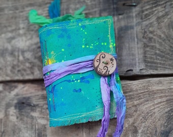 Mixed Media Art Journal -  Mini Sketch Book Pocket Size Artist Paper Journaling Hand Bound Books Canvas Abstract Artist Junk Journal Collage