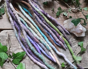 Unicorn - Double Ended Dreads Set Of Ten DREADLOCKS Wool Blonde Pastel Rainbow Pink Felted Festival Psy Trance Elf Pixie Hair Fae Extensions