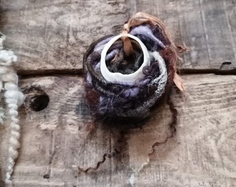 Handspun Art Yarn With Sea Treasure Natural Loom Weaving Artyarn Hand Spun Fibre Art Handweaving Tapestry Weave Kit Knitting Crochet Felting