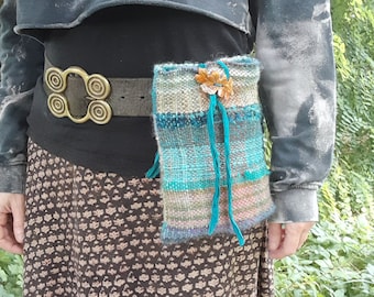 Hand Woven Pocket Belt Pouch Bag Oak Leaf Celtic Woodland Pixie Purse Re Enactment Viking Ren Fayre Hip Bag Elf Pixie Fairy Psy Trance