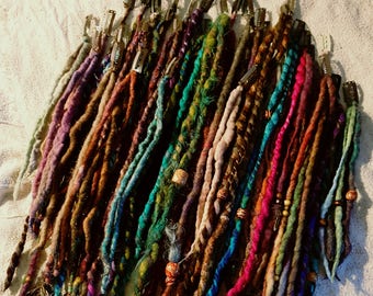 x5 Clip In Dreads SAMPLE SALE REDUCED Price Dreads Felted Wool Dread Seconds Natural Dreadlock Set Bohemian Festival Hair Extensions Boho