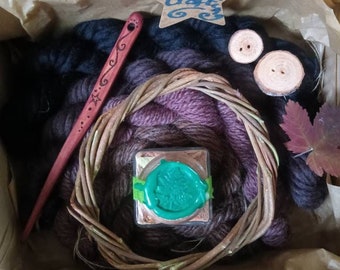 Wild Sacred Crafting Gift Set Weaving - Wild Crafted  Handmade  Plant Dyed Weaving Needle Wool Yarn Natural Forest Woodland Witch Crafts