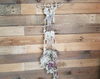 HALF PRICE - Driftwood Art - Mermaid Wall Hanging Boho Weaving Beach Sea Nature Beachcombed Wild Fiber Art Fibre Art Textile Coast Seashells