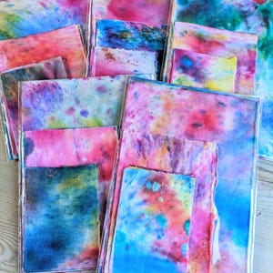 Rainbow Hand Dyed Collage Paper Art Journal Mixed Media Scraps Scrap Junk Journal Ephemera Journalling Papers Card Making Crafts Cloth Paper