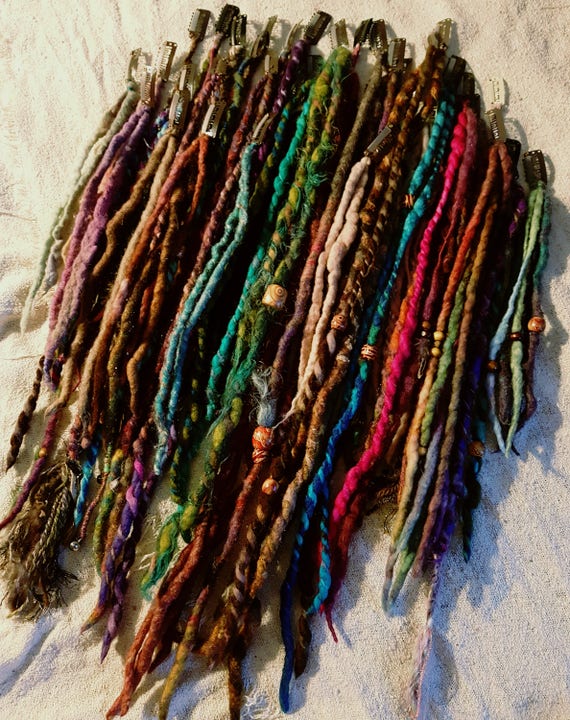 Clip In Dreads SAMPLE SALE REDUCED Price Dreads Felted Wool Dread Seconds Natural Dreadlock Set Bohemian Festival Hair Extensions Boho Hippy