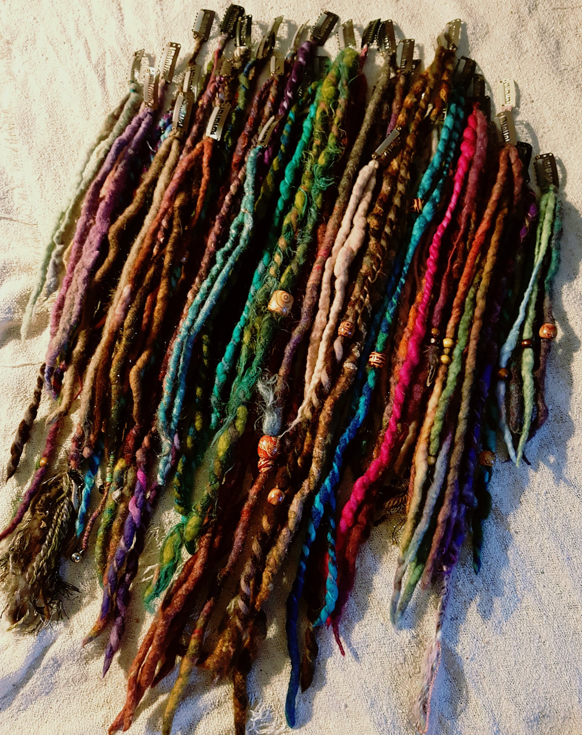x5 Clip In Dreads SAMPLE SALE REDUCED Price Dreads Felted Wool Dread Seconds Natural Dreadlock Set Bohemian Festival Hair Extensions Boho