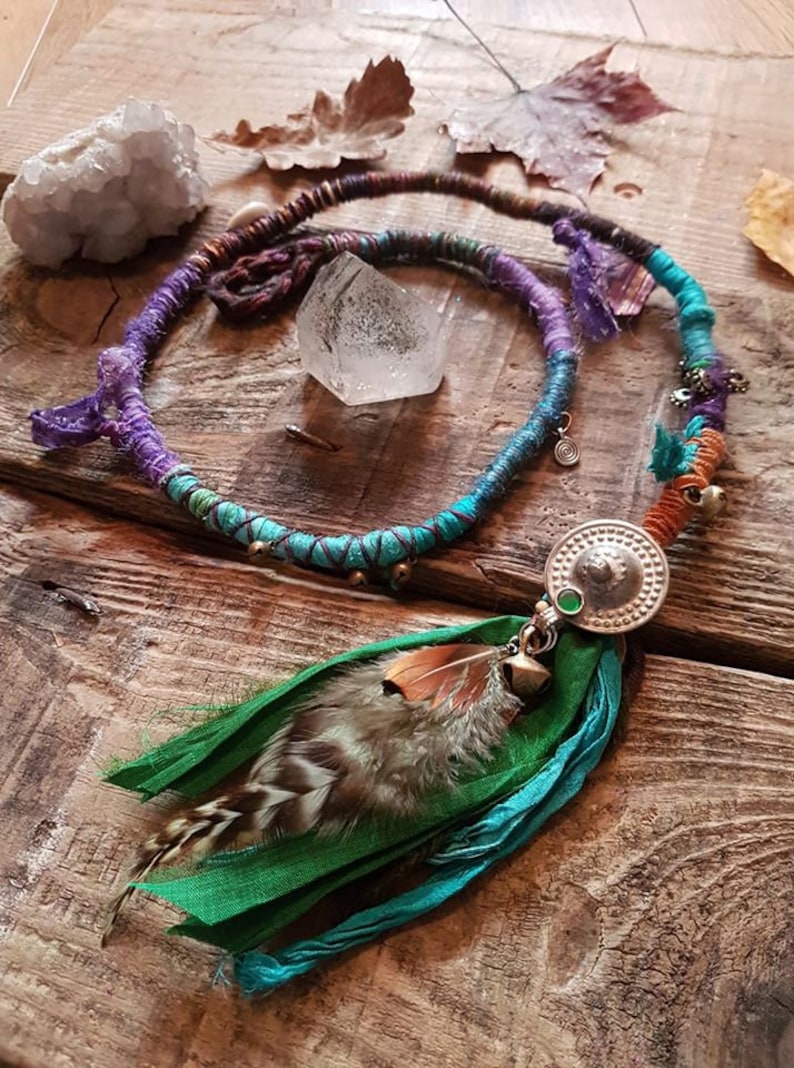 ONE Dreadlock Wrap Hair Wrap Dread Dreads Earthy Forest Atebas Single Ended Loop Elf Pixie Psy Festival Feathers Extension Recycled Eco Silk