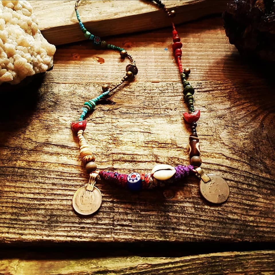 Earthy Necklace Bohemian Jewelry Boho Tribal Coin Jewellery