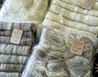 Natural Rolags or Batt Undyed Spinning Fiber Carded Batts Handspinning Supplies Fibre Wool Plant Fibers Silk Noil Handspun Yarns Spinning