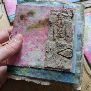 Art Journal Booklet Notebook Hand Dyed Handmade Paper Signature Zine Rainbow Grungy Mixed Media Junk Journal Ephemera Collage Art Journaling
