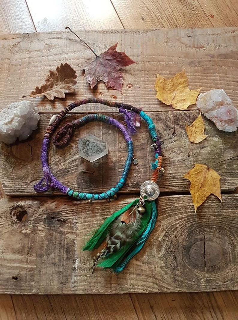 ONE Dreadlock Wrap Hair Wrap Dread Dreads Earthy Forest Atebas Single Ended Loop Elf Pixie Psy Festival Feathers Extension Recycled Eco Silk