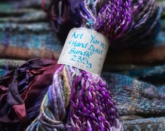 ART HILO PAQUETE Handspun Voluminosos Hilos teñidos a mano Reciclado Hilo de chatarra Tejido a mano Lana Saori Tejido Fibra Fibra Ganchillo Tejer Fieltro