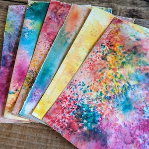 Rainbow Hand Dyed Card Art Journal Mixed Media Collage Paper Scrap Junk Journal Ephemera Journalling Papers Card Making Crafts