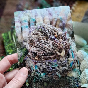 Set Of Four Postcards Greeting Birthday Letter Friend Fiber Art Crochet Knitting Weaving Handspun Yarn Handspinning Handweaving Drop Spindle image 4