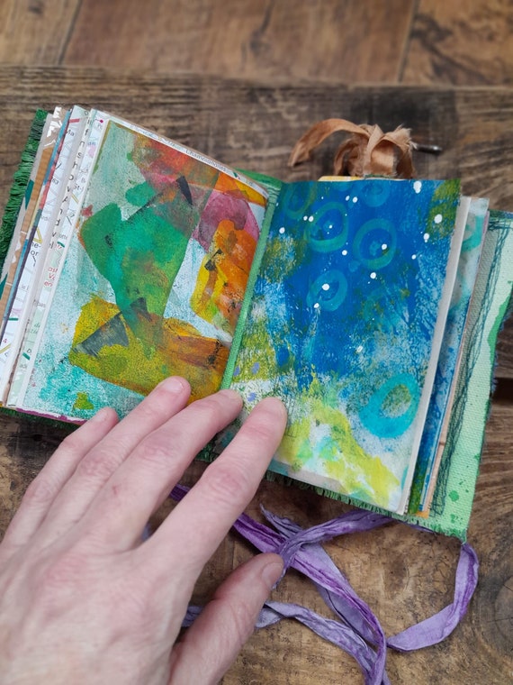 Mixed Media Art Journal Mini Sketch Book Pocket Size Artist Paper  Journaling Hand Bound Books Canvas Abstract Artist Junk Journal Collage 