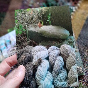 Set Of Four Postcards Greeting Birthday Letter Friend Fiber Art Crochet Knitting Weaving Handspun Yarn Handspinning Handweaving Drop Spindle image 3