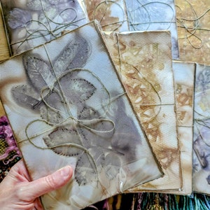 Plant Dyed Paper Eco Printed Hand Dyed Collage Art Journal Mixed Media Eco Print Dye Journal Ephemera Journaling Card Making Crafts