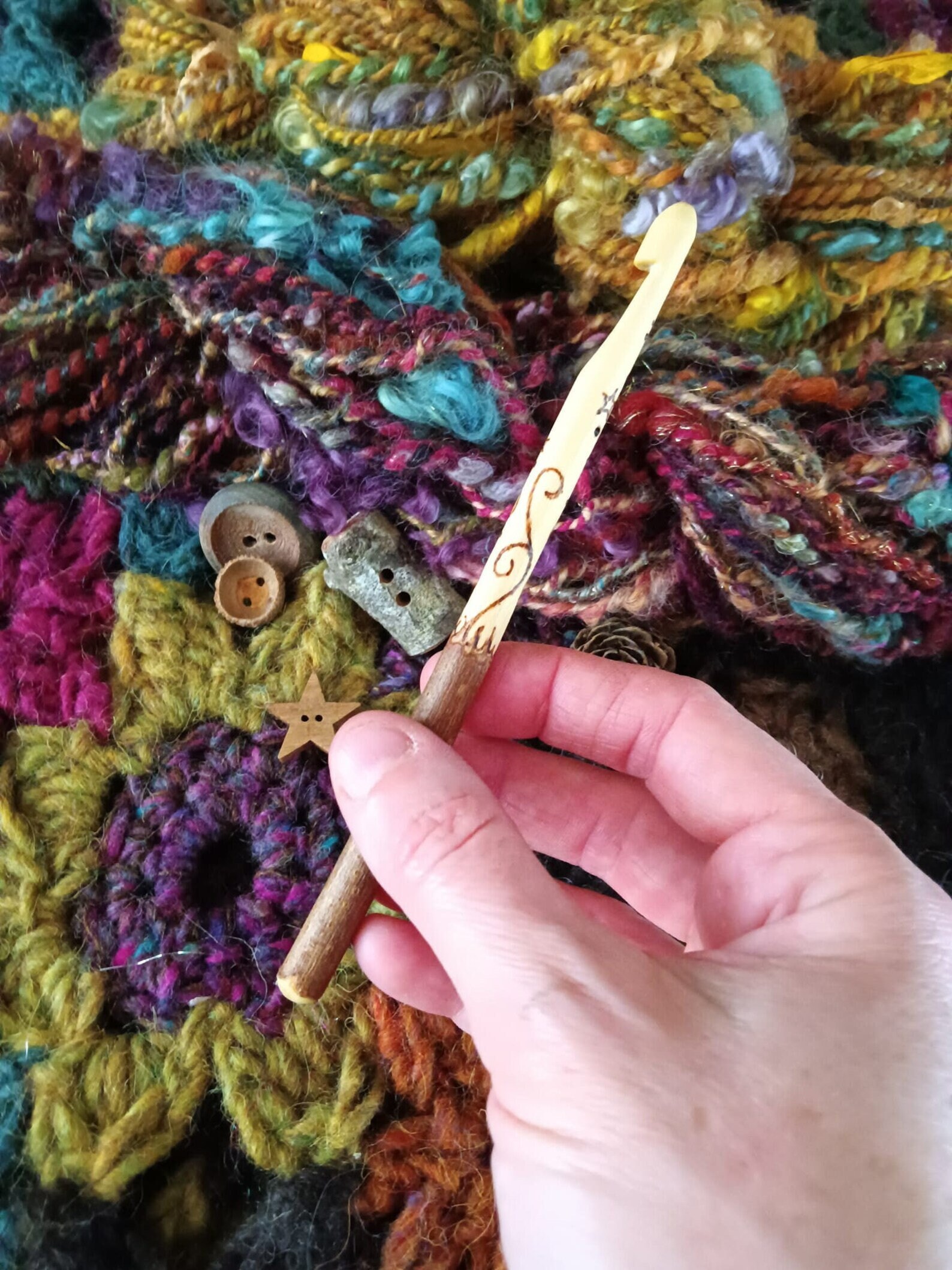Set of 7/12 Rosewood Crochet Hooks 3.5 Mm to 12 Mm Hand Turned Ergonomic  Crochet Hooks for Knitting Crocheting Accessories 