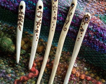 ONE Wooden Weaving Needle - Wildcrafted Magical Tapestry Weaving Nalbinding Yarn Bodkin Forest Fiber Art Knitting Needles Loom Wool Craft
