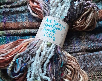 ART HILO PAQUETE Handspun Voluminosos Hilos teñidos a mano Reciclado Hilo de chatarra Tejido a mano Lana Saori Tejido Fibra Fibra Ganchillo Tejer Fieltro