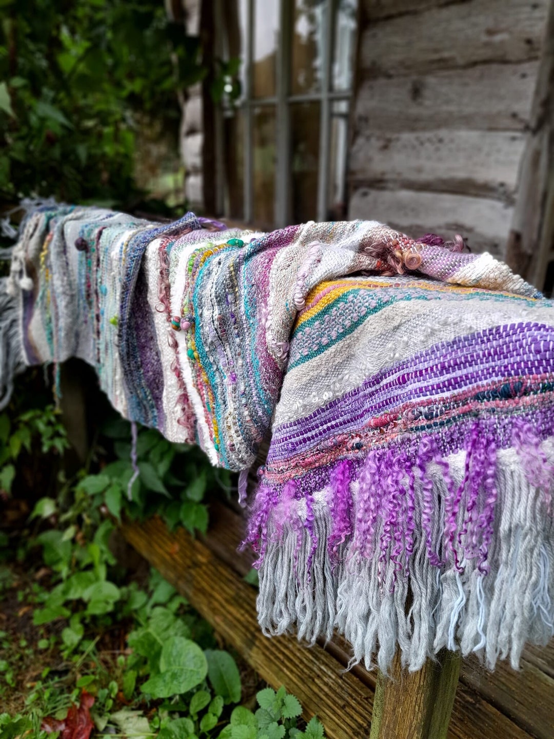 Handwoven Blanket Shawl Wrap Woven Chair Throw Handspun Art Yarn