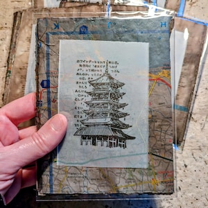 Grungy French Map Paper Collage Papers Mixed Media Art Journal Hand Dyed Scrap Junk Journal Ephemera Book Binding Journaling Card Making