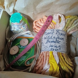 Wild Sacred Plant Dyed Crafting Gift Set Weaving - Wild Crafted  Handmade  Weaving Needle Wool Yarns Natural Forest Woodland Witch Crafts