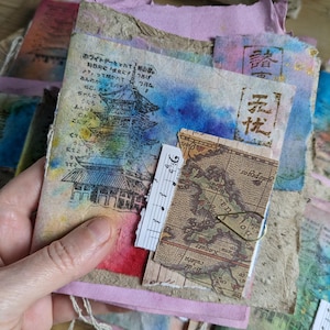 Grungy Art Journal Booklet Notebook Hand Dyed Paper Signature Ragged Zine Mixed Media Junk Journal Handmade Ephemera Collage Art Journaling
