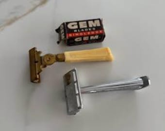 Vintage Schick Injector Safety Razor 1946-53 & Vintage Gem Junior Safety Razor with Blades.