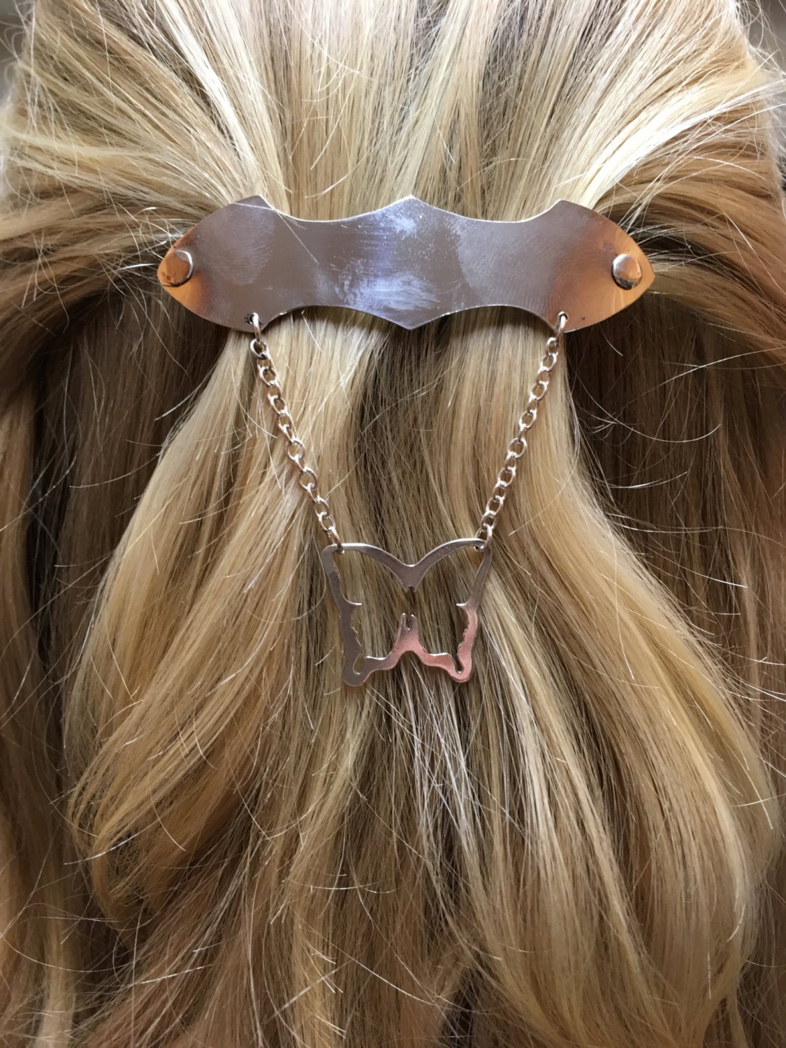 sterling silver hair clip / barrette with cutout butterfly Etsy