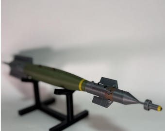 GBU-12 1:14 Scale — 12" Highly Detailed 3D-Printed Inert Replica with Y-Stand.