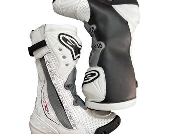 Alpinestars Leather Motorcycle Racing Gear Set Professional White Motorbike leather shoes & GP Pro Gloves