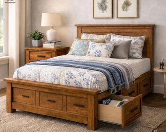 Farmhouse Bed Frame Plans | Twin & Full with Underbed Drawers (PDF)