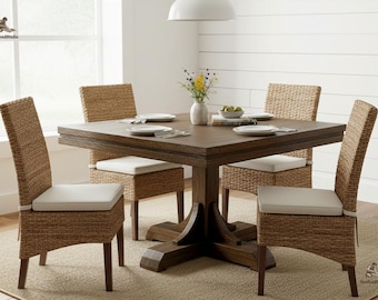 Farmhouse Square Dining Table Woodworking Plans (PDF)
