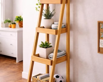 Slim Ladder Shelf Plans | Leaning Display, Entryway Storage (PDF Plan)