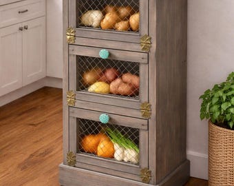 DIY Vegetable Bin Cupboard Plans | Kitchen Produce Storage Cabinet PDF