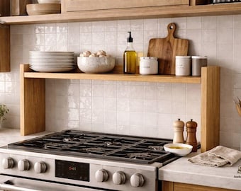 DIY Over Stove Wood Shelf Plans | Wall-Mounted Kitchen Shelf PDF