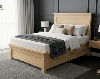 Farmhouse Storage Platform Bed with Drawers - Queen DIY PDF Build Plans