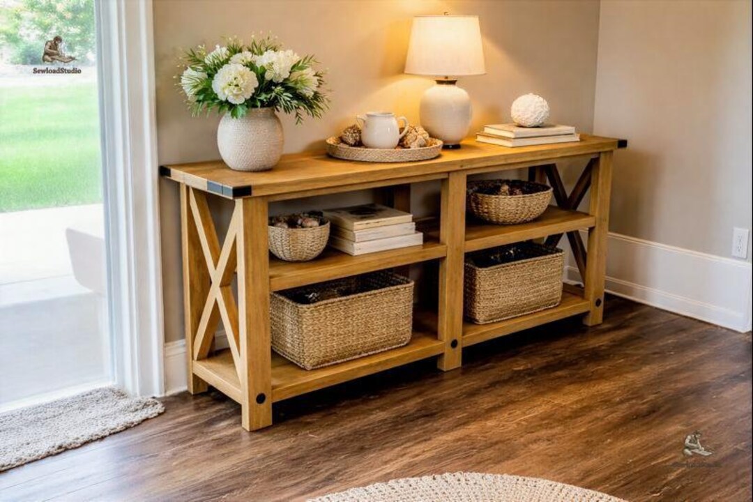 DIY Rustic X Console Table Plans | Farmhouse Woodworking PDF for ...