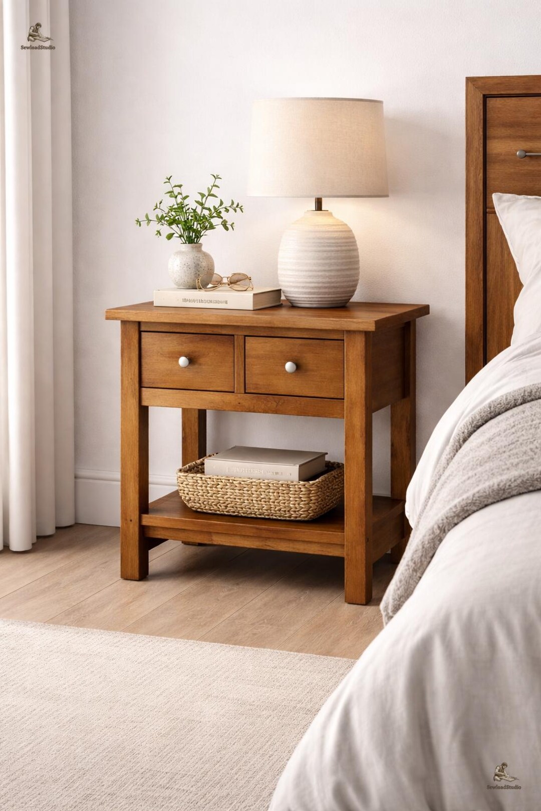 Farmhouse Nightstand Plans | Bedside Table With Drawer + Shelf | Easy ...