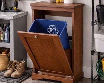 DIY Tilt-Out Trash Cabinet Plans | Wood Recycling Bin for Kitchen, Garage & Yard PDF