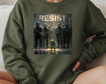 Shirt Portland Frog Resist, T-shirt Protestkikker, Anti-Establishment Shirt, Sweatshirt politiek verzet, Resist grafisch shirt, cadeau activist