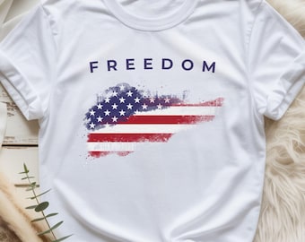 Chemise Freedom, drapeau américain, patriotique des États-Unis, chemise minimaliste, T-shirt Freedom, cadeau pour elle et lui