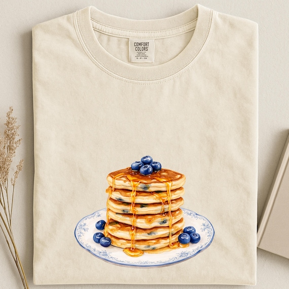 Blueberry Pancakes Shirt, Vintage French Plate Breakfast Tee, Cute Foodie Shirt, Comfort Colors Aesthetic Tee, Brunch Lover Gift