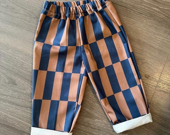 Handmade Baby toddler and children’s cool striped check trousers